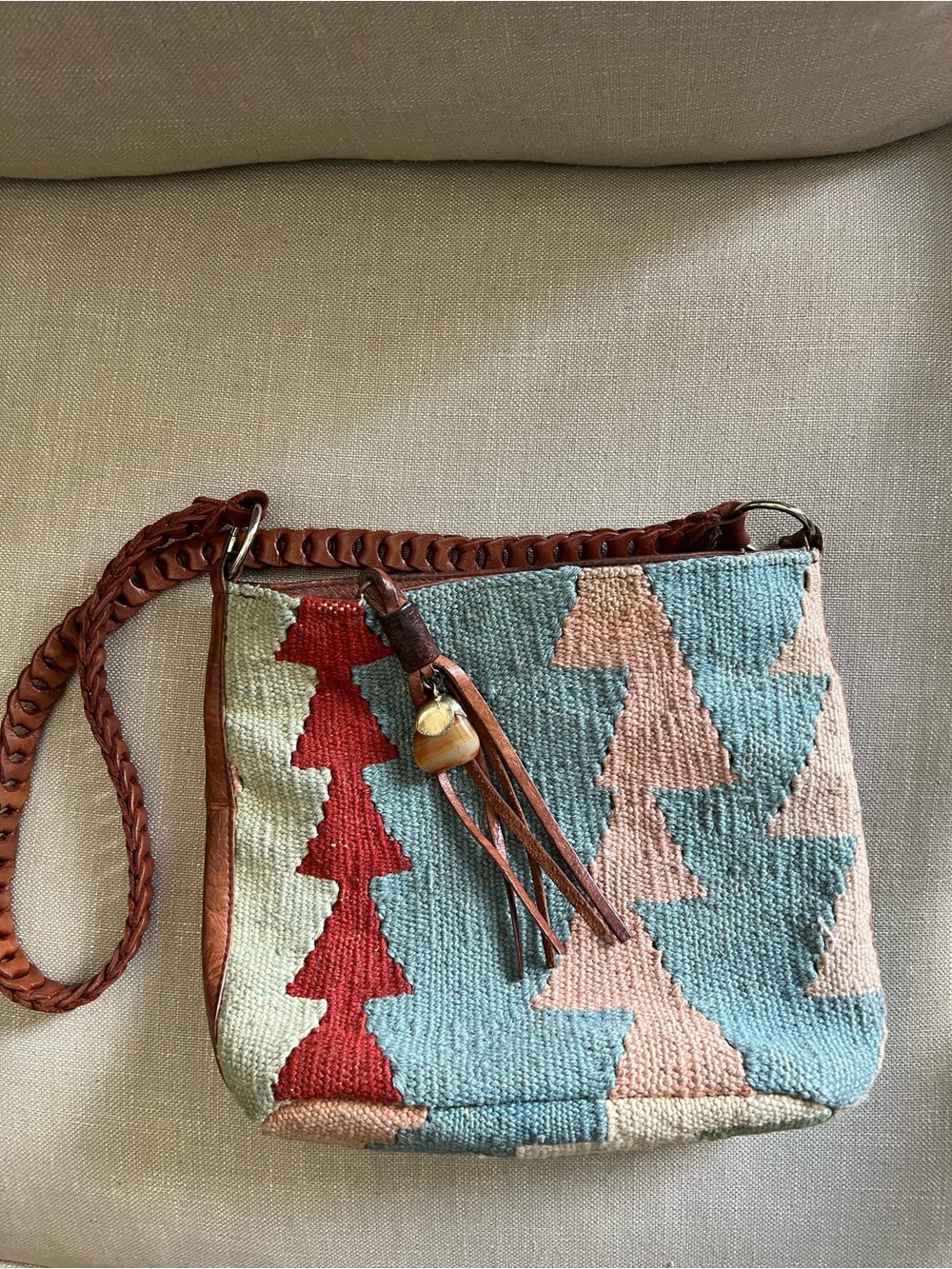 Marco Avane Vintage Handwoven Multicolor Geometric Crossbody Bag